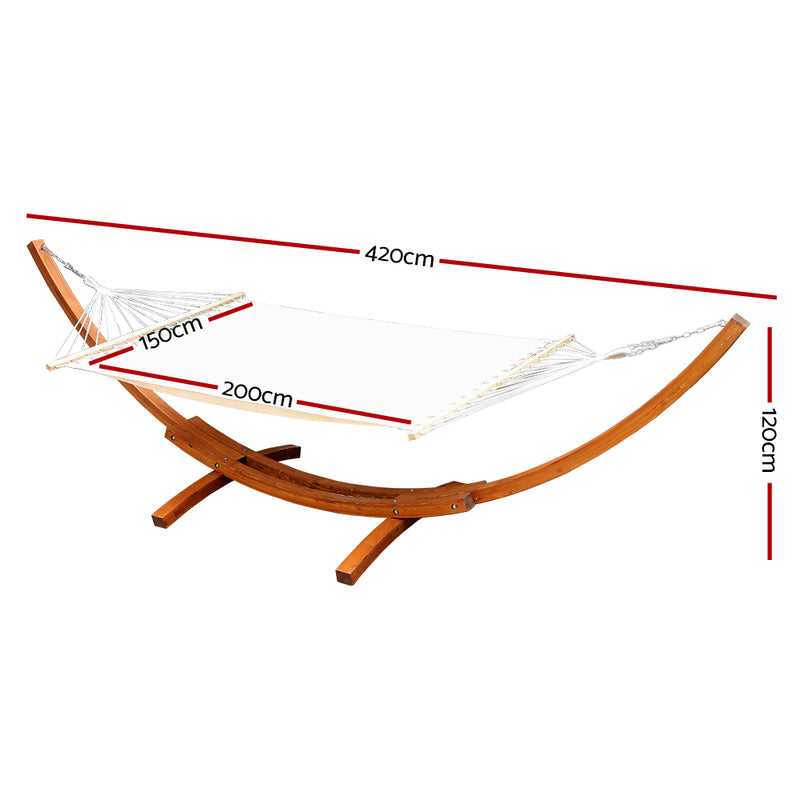 Dealsmate  Hammock Bed Outdoor Camping Garden Timber Hammock with Stand