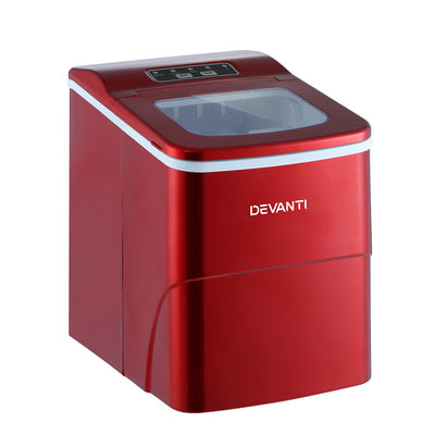 Dealsmate DEVANTi Portable Ice Cube Maker Machine 2L Home Bar Benchtop Easy Quick Red