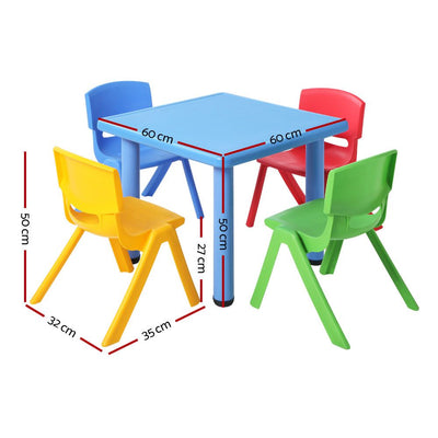 Dealsmate Keezi 5PCS Kids Table and Chairs Set Children Study Desk Furniture Plastic 4 Chairs
