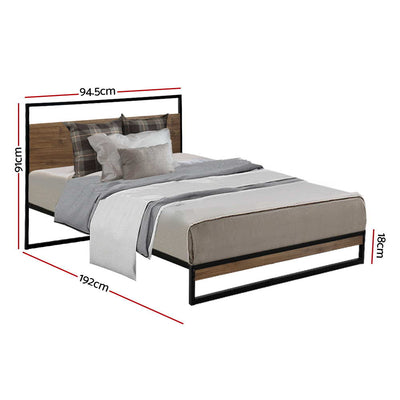 Dealsmate  Bed Frame Single Size Metal Frame DANE