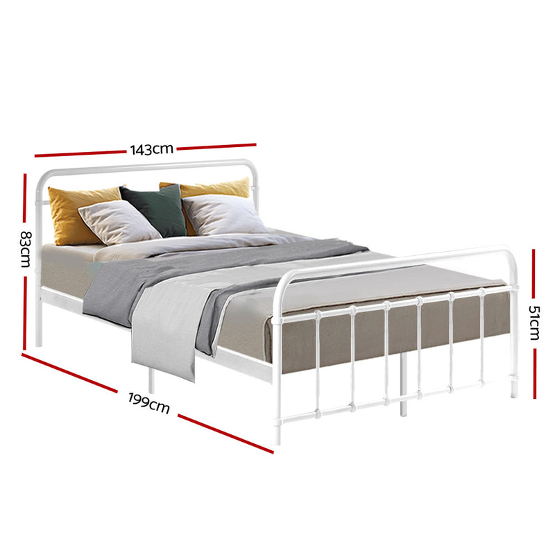 Dealsmate  Bed Frame Metal Frames LEO - Double (White)