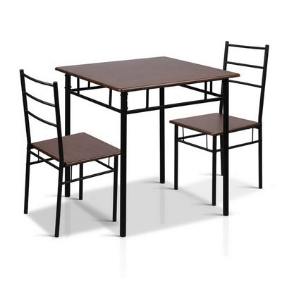 Dealsmate  Dining Table And Chairs Set fo 3 Walnut