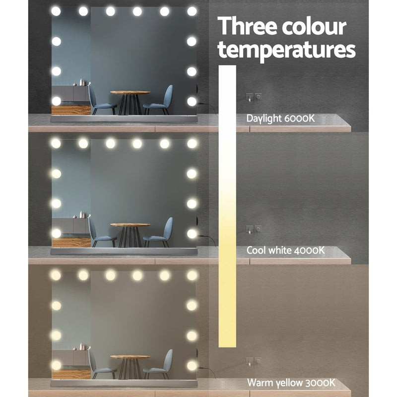 Dealsmate  Makeup Mirror 58X46cm Hollywood with Light Vanity Dimmable Wall 15 LED