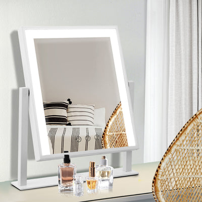 Dealsmate  Makeup Mirror 25x30cm with Led light Lighted Standing Mirrors White