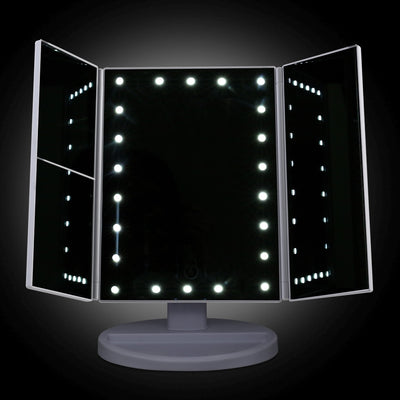 Dealsmate  Makeup Mirror 1X2X3X Magnifying with 22 LED light Tri-fold Storage