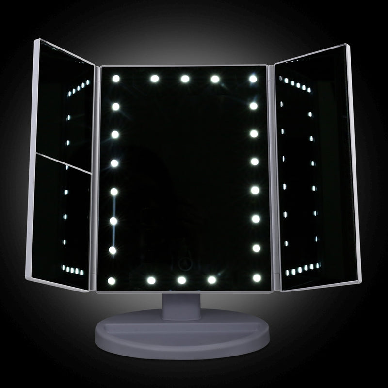 Dealsmate  Makeup Mirror 1X2X3X Magnifying with 22 LED light Tri-fold Storage