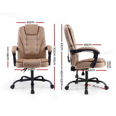 Dealsmate  2 Point Massage Office Chair PU Leather Espresso