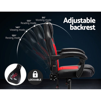 Dealsmate  2 Point Massage Gaming Office Chair PU Leather Red