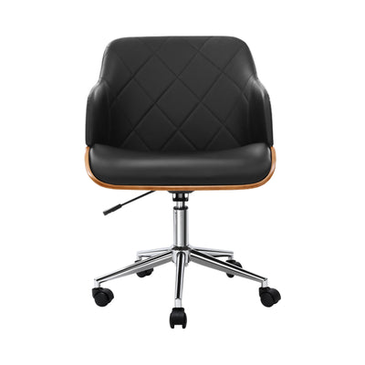 Dealsmate  Wooden Office Chair Fabric Seat Black
