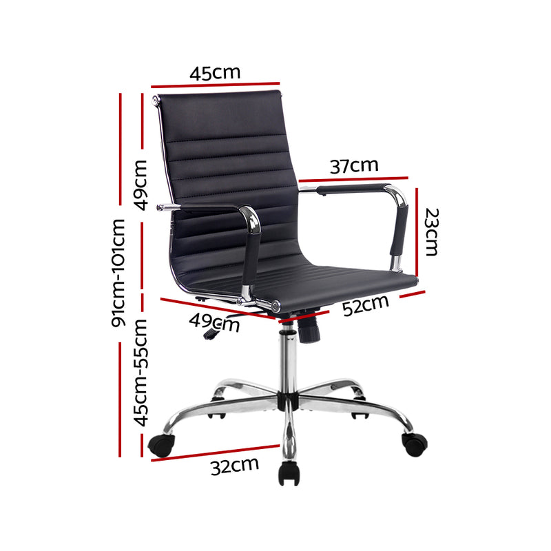 Dealsmate  Office Chair PU Leather Mid Back Black