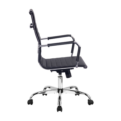 Dealsmate  Office Chair PU Leather Mid Back Black