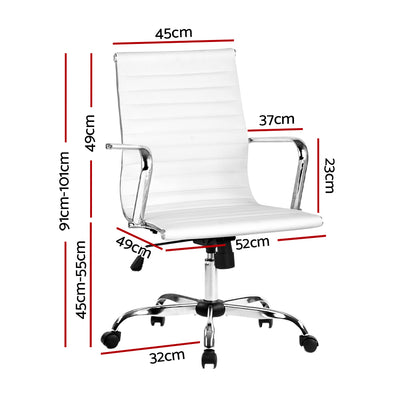 Dealsmate  Office Chair PU Leather Mid Back White