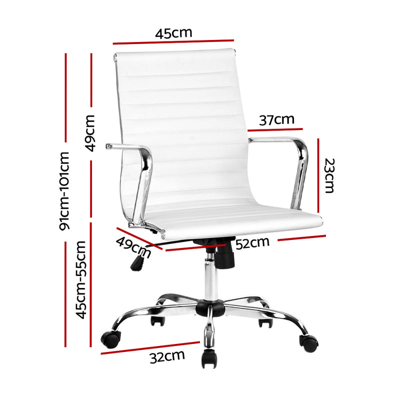 Dealsmate  Office Chair PU Leather Mid Back White