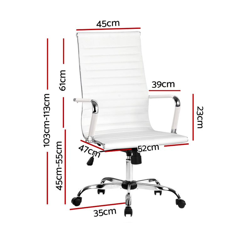Dealsmate  Office Chair PU Leather High Back White