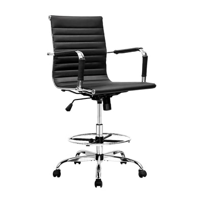 Dealsmate  Office Chair Drafting Stool Leather Chairs Black
