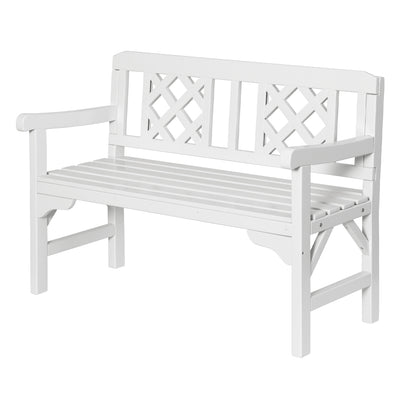Dealsmate  Outdoor Garden Bench Wooden Chair 2 Seat Patio Furniture Lounge White