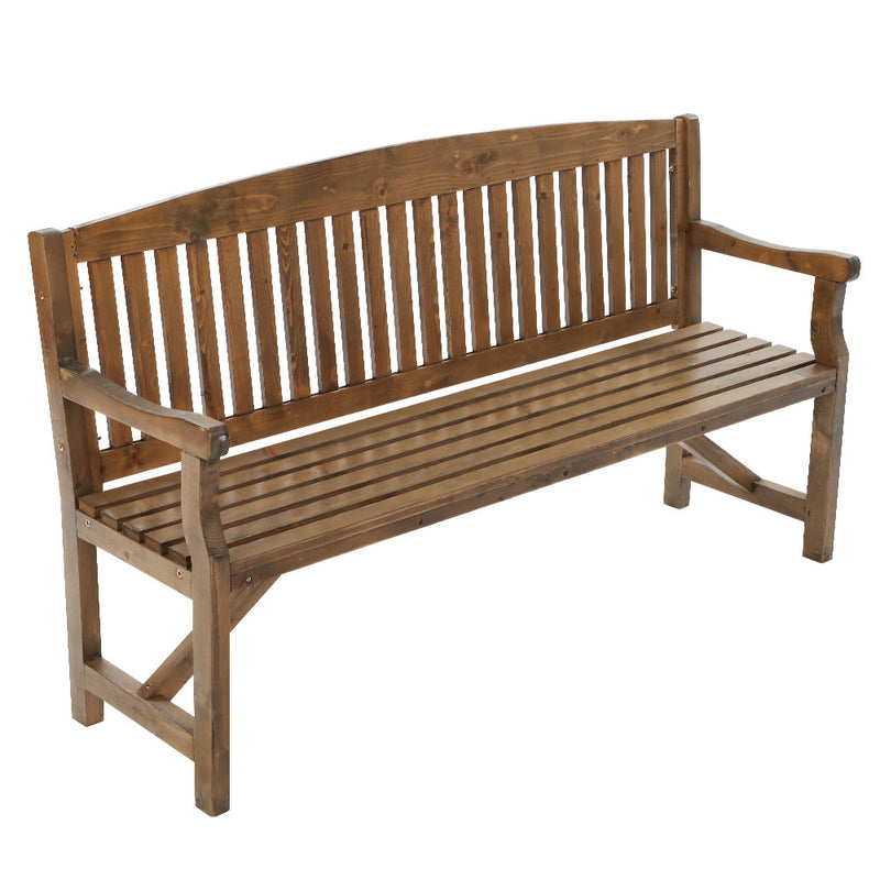 Dealsmate  5FT Outdoor Garden Bench Wooden 3 Seat Chair Patio Furniture Natural