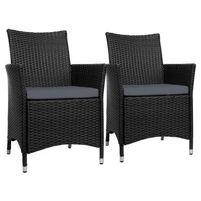 Dealsmate  2PC Outdoor Dining Chairs Patio Furniture Wicker Garden Cushion Idris