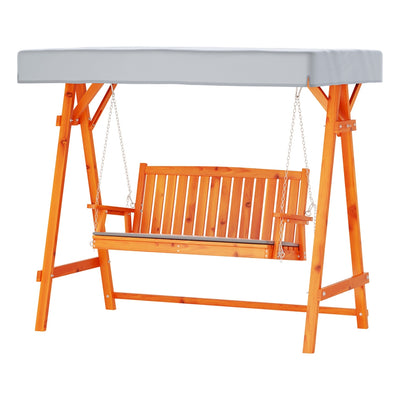 Dealsmate  Wooden Swing Chair Garden Bench Canopy 3 Seater Outdoor Furniture