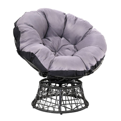 Dealsmate  Outdoor Chairs Outdoor Furniture Papasan Chair Wicker Patio Garden Black