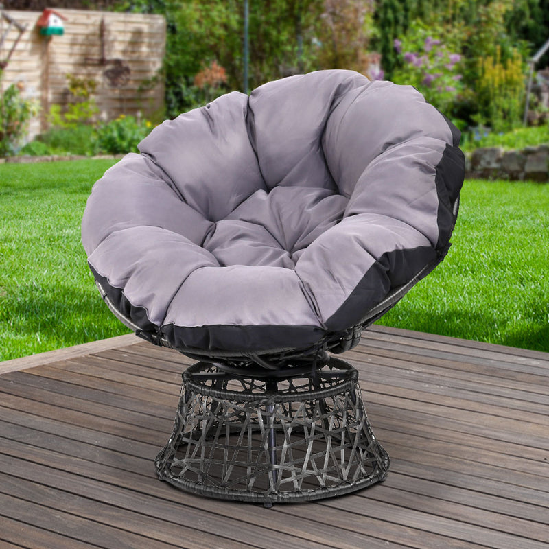 Dealsmate  Outdoor Chairs Outdoor Furniture Papasan Chair Wicker Patio Garden Black