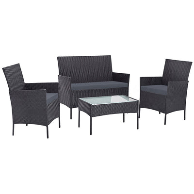 Dealsmate  4 Piece Outdoor Lounge Setting Patio Furniture Sofa Set Grey Cover