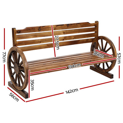 Dealsmate  Outdoor Garden Bench Wooden 3 Seat Wagon Chair Lounge Patio Furniture