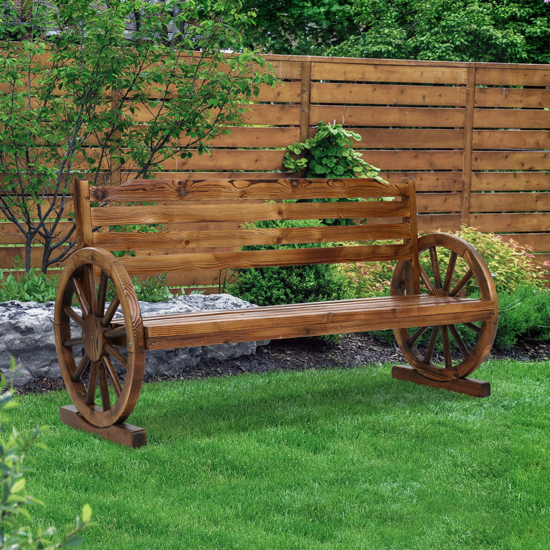 Dealsmate  Outdoor Garden Bench Wooden 3 Seat Wagon Chair Lounge Patio Furniture
