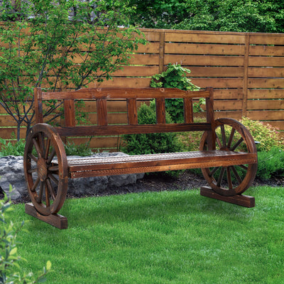 Dealsmate  Outdoor Garden Bench Wooden 3 Seater Wagon Chair Lounge Patio Furniture