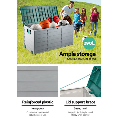 Dealsmate  Outdoor Storage Box 290L Lockable Organiser Garden Deck Shed Tool Green