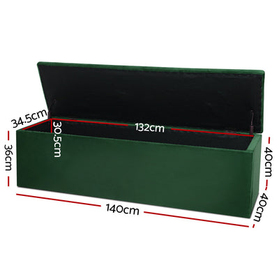 Dealsmate  Storage Ottoman Blanket Box 140cm Velvet Green