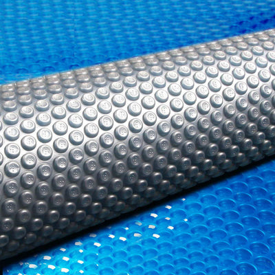 Dealsmate Aquabuddy Pool Cover 11x6.2m 400 Micron Swimming Pool Solar Blanket Blue Silver