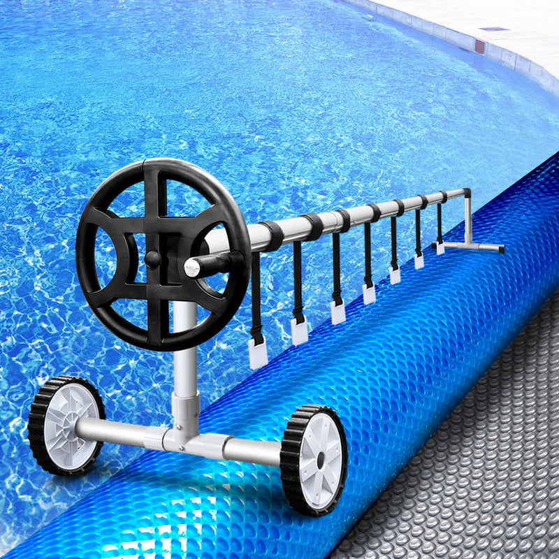 Dealsmate Aquabuddy Pool Cover 500 Micron 7x4m Silver Swimming Pool Solar Blanket 4m Roller