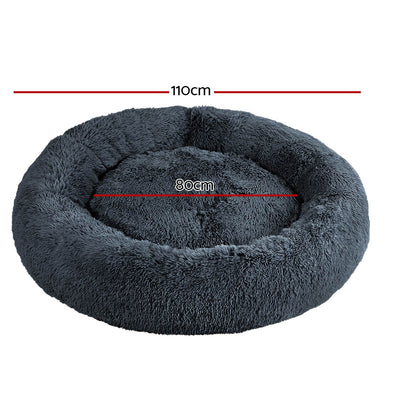 Dealsmate  Pet Bed Dog Cat 110cm Calming Extra Large Soft Plush Dark Grey