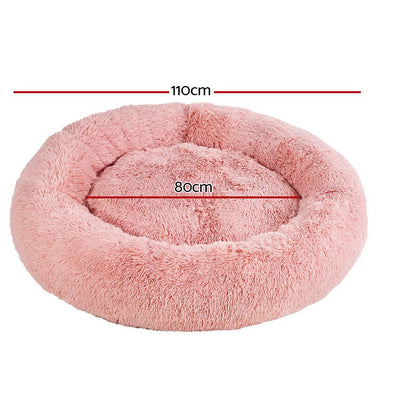 Dealsmate  Pet Bed Dog Cat 110cm Calming Extra Large Soft Plush Pink