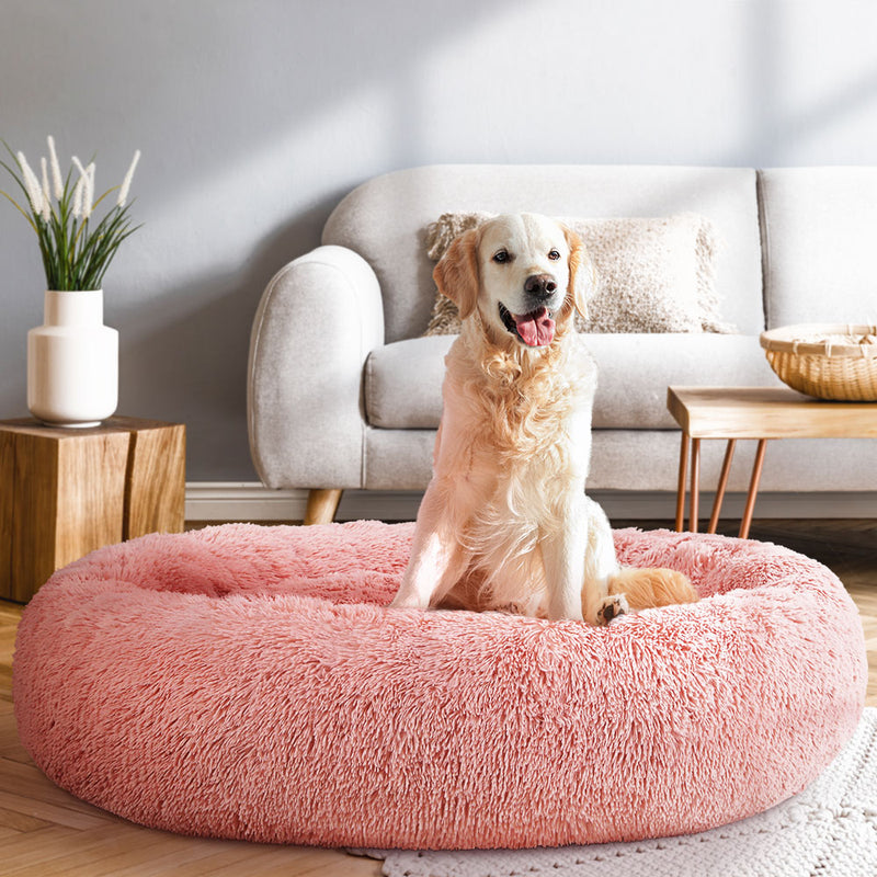 Dealsmate  Pet Bed Dog Cat 110cm Calming Extra Large Soft Plush Pink