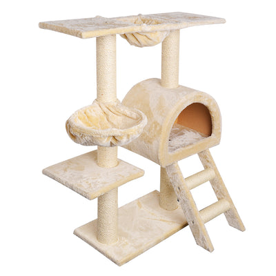 Dealsmate  Cat Tree 100cm Tower Scratching Post Scratcher Condo House Trees Bed Beige