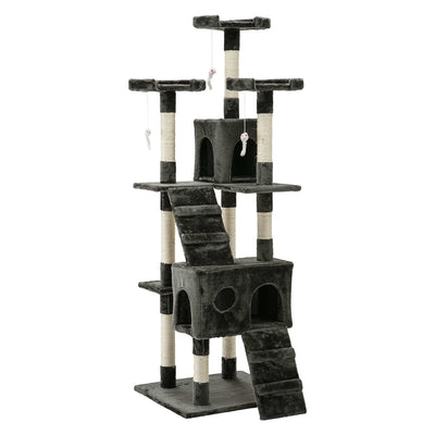 Dealsmate  Cat Tree 180cm Tower Scratching Post Scratcher Wood Condo House Toys Grey