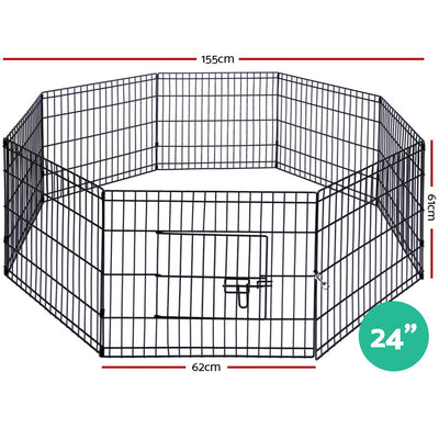 Dealsmate  24 8 Panel Dog Playpen Pet Fence Exercise Cage Enclosure Play Pen