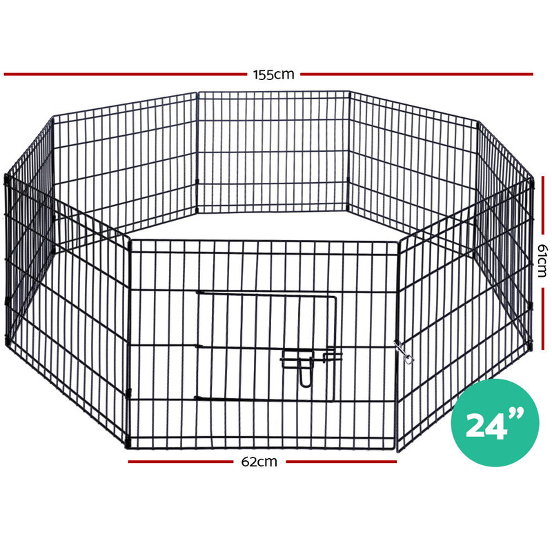 Dealsmate  24 8 Panel Dog Playpen Pet Fence Exercise Cage Enclosure Play Pen