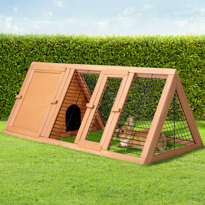Dealsmate  Rabbit Hutch 119cm x 51cm x 44cm Chicken Coop Large Run Wooden Cage Outdoor