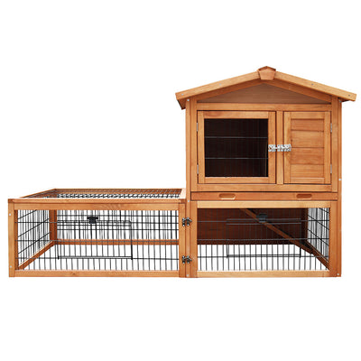 Dealsmate  Chicken Coop 155cm x 49cm x 90cm Rabbit Hutch Large Run Wooden Cage House Outdoor