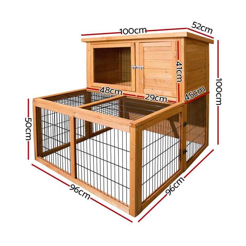 Dealsmate  Chicken Coop 96cm x 96cm x 100cm Rabbit Hutch Large Run Wooden Cage Outdoor House
