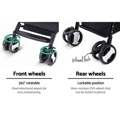 Dealsmate  Pet Stroller Dog Pram Cat Carrier Travel Large Pushchair Foldable 4 Wheels Black