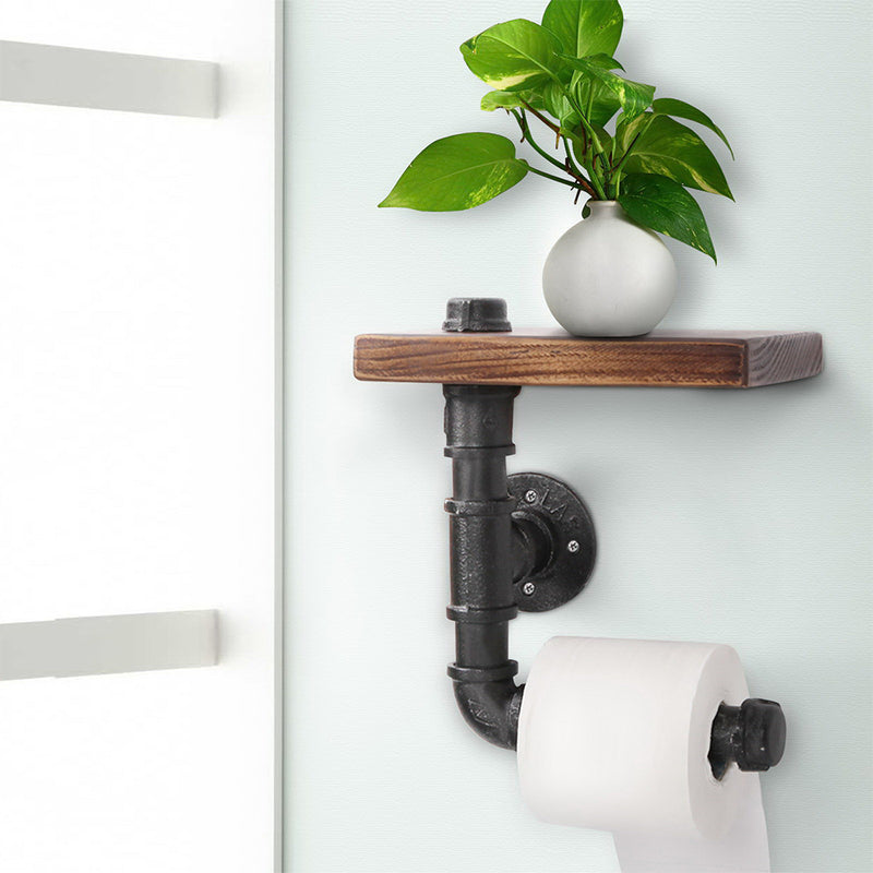 Dealsmate  Floating DIY Pipe Shelf Toilet Paper Holder