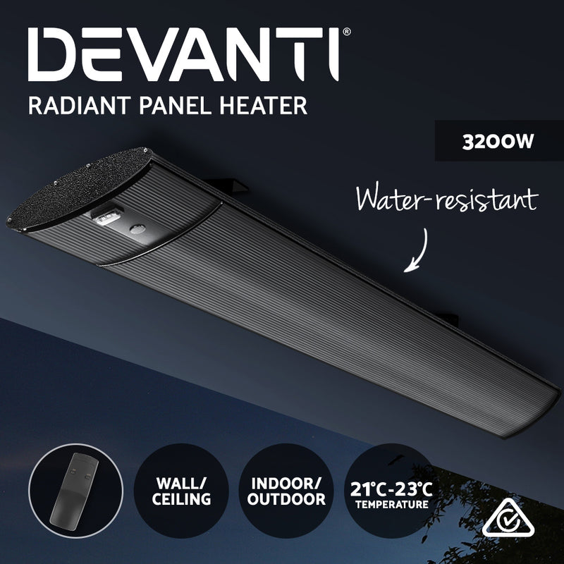 Dealsmate Devanti Electric Radiant Strip Heater Outdoor 3200W