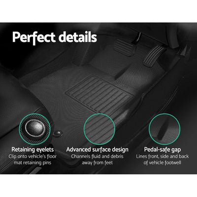 Dealsmate Weisshorn Car Floor Mats Rubber Fits Ford Ranger PX PX2 PX3 Dual Cab 2011-2022 3D