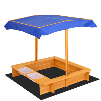 Dealsmate Keezi Kids Sandpit Wooden Sandbox Sand Pit with Canopy Water Basin Toys 103cm