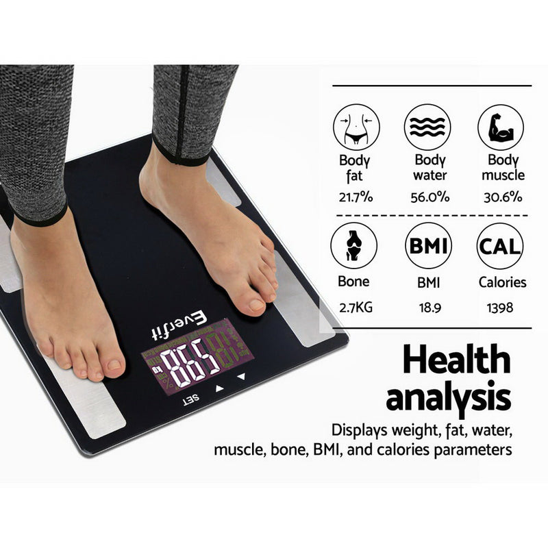 Dealsmate  Body Fat Bathroom Scale Weighing BMI Monitor Gym 180KG