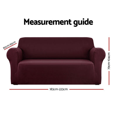 Dealsmate  Sofa Cover Couch Covers 3 Seater Stretch Burgundy